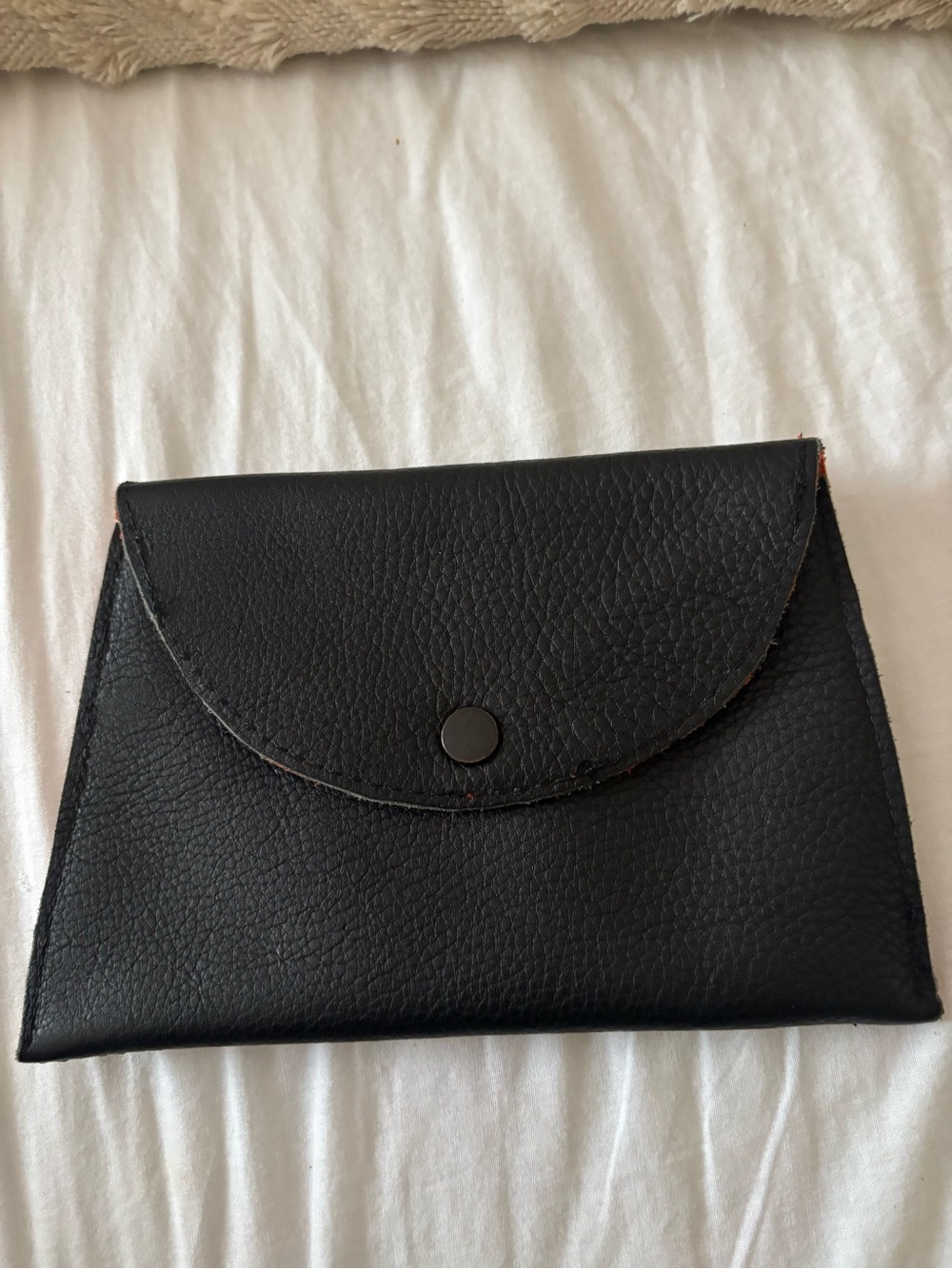 Black Leather Snap Wallet Clutch
